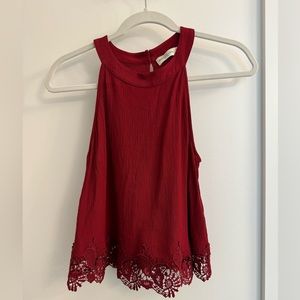 Abercrombie - Maroon cropped tank top with lace